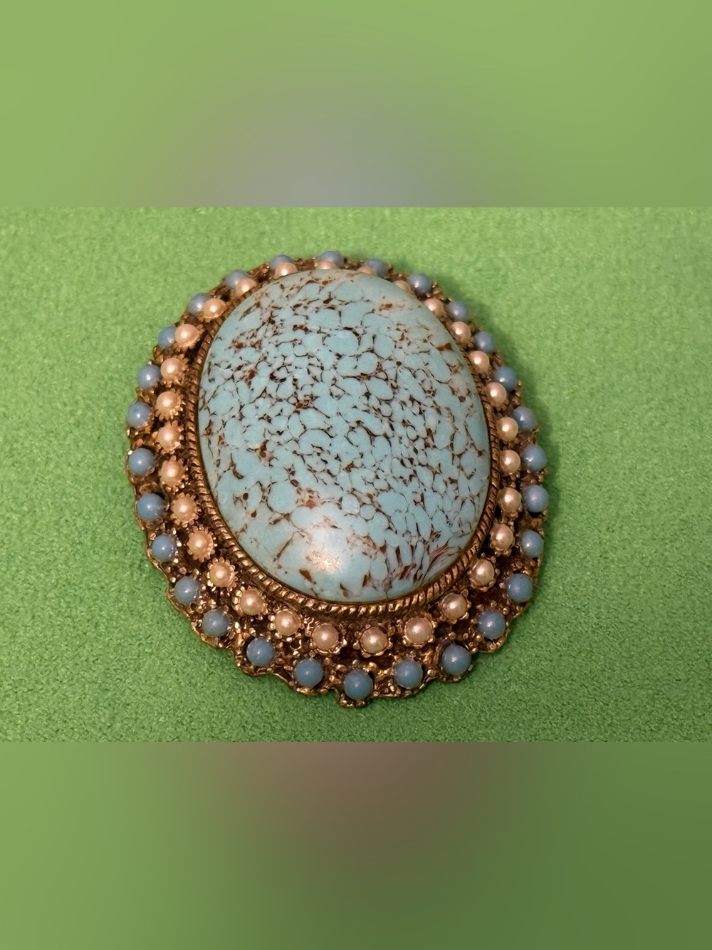 Vintage Style Blue Turquoise Statement Brooch